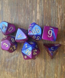 Chessex Manufacturing Cube Gemini Set of 7 Dice - Blue & Purple with Gold Numbering CHX-26428 38 A1AbWiTxzAL