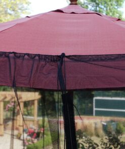 Patio Umbrella Mosquito Netting - Polyester Mesh Screen with Zipper Opening and Water Tube at Base to Hold in Place - Helps Protect from Mosquitoes - Fits 9FT Umbrellas and Patio Tables - Black 30 A1AuSDk9gVL