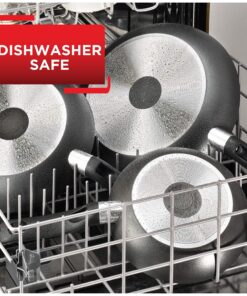 T-fal Specialty Nonstick Saute Pan with Glass Lid 5 Quart Oven Safe 350F Cookware, Pots and Pans, Dishwasher Safe Black 24 A1BKxsmz9PL