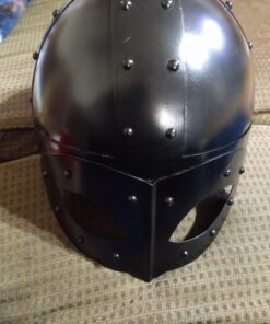 SA International Black Antique Plated Medieval Viking Mask Helmet with Liner & Strap 29 A1BP1rDp2yL 1