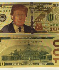 Authentic $100 President Donald Trump Authentic 24kt Gold Plated Commemorative Bank Note Collectors Item by Aizics Mint 22 A1BfUz15l6L
