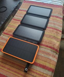 FEELLE Solar Charger Power Bank - 25000mAh Portable Phone Charger 3A Fast Charging External Battery Pack with 4 Solar Panels for Phone Outdoor Camping Orange Yellow 46 A1BvQCuaZIL