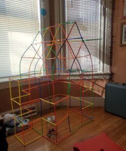 RAINBOW TOYFROG Building Straws and Connectors - STEM Blocks Construction Toys for Boys & Girls - 300 Pcs Straw Building Set - Engineering Connector Blocks for Kids 45 A1CT SijxL