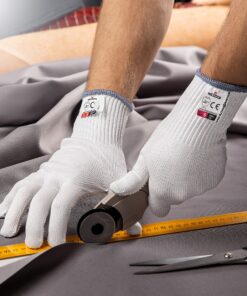 NoCry Heavy Duty Cut Resistant Work Gloves — Durable Cut Resistant Gloves with Grip Dots, Level 5 Cutting Gloves for Chefs, Perfect Wood Carving Gloves, Anti Cut Gloves for Glass Handling, Chef Gloves Medium Reinforced Grip Dot White 17 A1CYCZTcpjL