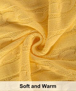 NTBAY 100% Pure Cotton Cable Knit Throw Blanket, Super Soft Warm 51x67 Knitted Throw Blanket for Couch, Sofa, Chair, Bed - Extra Cozy, Machine Washable, Comfortable Home Decor, Yellow Throw(51"x67") 20 A1DCLVTJdVL