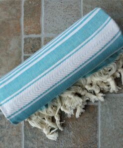 Dandelion - Basic Pattern - 100% Naturally-Dyed Cotton Turkish Towel Peshtemal - 71x39 Inches - Miami Blue 13 A1DIben9sML