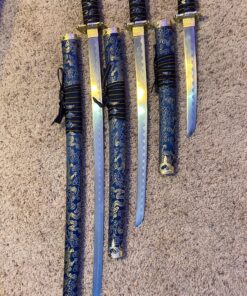 BladesUSA Jl-021Bl4 Katana Samurai Sword Set, 3-Piece with Scabbard and Display Stand, 40-Inch Overall Katana 37 A1E0xR9D11L