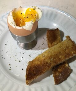 Egg Cups For Soft Boiled Eggs with Spoons - Egg & Cracker Tool Set - Stainless Steel Egg Opener Topper & Cutter - Hard Boiled Egg Holder Tool by Eparé Yellow Rubber Handle 38 A1E108Gc7PL