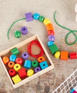 Melissa & Doug Primary Lacing Beads - Educational Toy With 30 Wooden Beads and 2 Laces - Beads For Toddlers, Fine Motor Skills Lacing Toys For Toddlers And Kids Ages 3+, 8inx8inx2in, Multi 26 A1EPQelnQxL