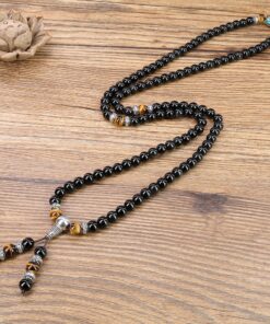 COAI Black Obsidian Stone Bracelet Necklace Mala Beads 108 Tiger Eye 25 A1FBRIiRe7L