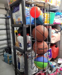 Rubbermaid Garage FastTrack Vertical Ball Rack, Satin Nickel, Wall Mounted Storage System, Holds up to 50 pounds, for Home/Garage 46 A1FH0ZCZgSL