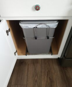 Rev-A-Shelf Double Pull Out Trash Can for Under Kitchen Cabinets 35 Qt 12 Gal Garbage Recyling Bin on Full Extension Slides, Silver, RV-18KD-17C S Metallic Silver 40 A1FeFUOjAkL