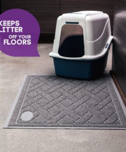 Pawkin Cat Litter Mat, Patented Design with Litter Lock Mesh, Extra Large, Durable, Easy to Clean, Soft, Fits Under Litter Box, Litter Free Floors, Gray X-Large (Pack of 1) 24 A1G9j H9UEL