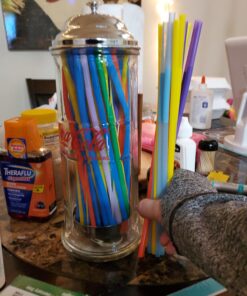 Tablecraft Coca-Cola Glass Straw Dispenser with Metal Lid, Small 35 A1GAMumfKNL