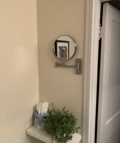 JERDON Two-Sided Wall-Mounted Makeup Mirror - Makeup Mirror with 5X Magnification & Wall-Mount Arm - 8-Inch Diameter Mirror with Nickel Finish Wall Mount - Model JP7506N 31 A1HrLr6hoSL 2