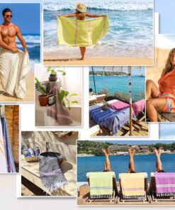 Cacala 100% Cotton Pestemal Turkish Striped Bath Towel, Aqua/Purple (1011101368893710) 37 in x 70 in 8 A1HzZwARMSL
