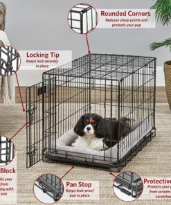 Medium Dog Crate | MidWest Life Stages 30" Double Door Folding Metal Dog Breed Crate | Divider Panel, Floor Protecting Feet & Dog Pan | 30.6L x 19.3W x 21.4H Inches 30.6"L x 19.3"W x 21.4"H Lifestages; Double Door 25 A1IJ4r4CQML