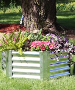 Sunnydaze 40-Inch Hexagon Galvanized Steel Raised Garden Bed Kit - Outdoor Metal Planter for Plants and Vegetables - Silver 28 A1K36GYxr8L