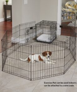 MidWest Homes for Pets Foldable Metal Dog Exercise Pen / Pet Playpen, 24'W x 24'H, 1-Year Manufacturer's Warranty Black No Door 24" H 24 A1KKbKX9kqL