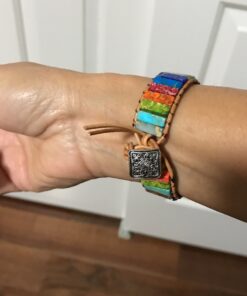 Plumiss 7 Chakra Bracelets for Women Boho Handmade Natural Jasper Stone Healing Energy Bead Leather Wrap Bracelet Jewelry Collection Chakra Jasper 28 A1Kcp6xAYhL