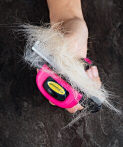 DakPets Pet Deshedding Tool | Professional Cat and Dog Brush for Shedding | Fur Deshedding Brush and Pet Hair Remover for Cats and Dogs | Stainless Steel Cat and Dog Shedding Brush for Pet Grooming Hot Pink 41 A1KvPoWA6dL