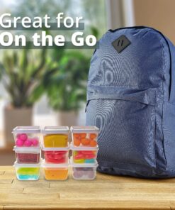 Greenco Mini Containers with Lids 20 Pack, 2 oz Containers with Lids - Small Plastic Storage Condiment Containers with Lids - Baby Food Containers, Snacks, Sauces, Candy - Freezer & Dishwasher Safe Square 28 A1LNSH6LoFL