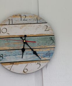 Grazing 12 Inch Wood Wall Clocks Silent Non Ticking Battery Operated,Rustic Decorative Coastal Farmhouse Clock for Bathroom Kitchen Bedroom Living Room Sky Blue 12inch 27 A1LxV2gIB0L