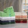 SUPERIOR Rayon from Bamboo Cotton Blend 6 Piece Towel Set, Bathroom, Gym, Spa, Essentials, Includes; 2 Face Towels/Washcloths 13” x 13”, 2 Hand Towels 16” x 30”, 2 Bath Towels 30” x 54”, Spring Green 51 A1MQiIm3KdL