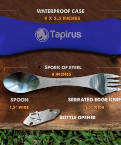 Tapirus 5 Spork Of Steel Utensils Set | Durable & Rust Proof Stainless Steel | Spoon, Fork & Knife Flatware | For Camping, Fishing, Hunting & Outdoor Activities | With Bottle Opener & Carrying Case 37 A1MX5FkBnhL