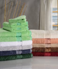 SUPERIOR Rayon from Bamboo Cotton Blend 6 Piece Towel Set, Bathroom, Gym, Spa, Essentials, Includes; 2 Face Towels/Washcloths 13” x 13”, 2 Hand Towels 16” x 30”, 2 Bath Towels 30” x 54”, Spring Green 11 A1MeZ5bcPKL