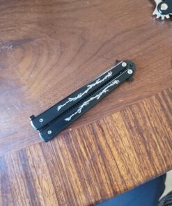 Funtuan Dragon Totem Stainless Steel Practice Butterfly Knife Trainer and Comb Knife Trainer (Black) 52 A1OeiD4MoL