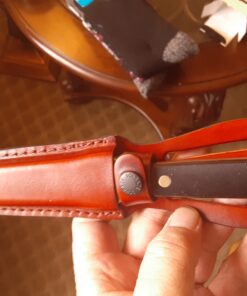 Old Timer 162OT Boot Knife 7.8in High Carbon Stainless Steel Full Tang Fixed Blade Knife with 3.8in False Edge Blade, Black Sawcut Handle, and Leather Belt Sheath for Camping, Hunting, and Outdoors 17 A1PKGTjD7nL