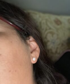 PAVOI 14K Gold Plated Sterling Silver Post Stud Earrings for Women | Pave CZ Mini Disc | Gold Earrings for Women Rose Gold 36 A1QMmVvSCgL