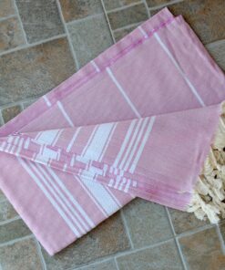 Alternative view of Dandelion - Basic Pattern - Naturally-Dyed Cotton Turkish Towel Peshtemal - 71x39 Inches - Sugar Pink