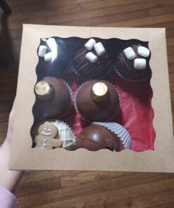 ONE MORE 9inch Brown Bakery Pie Boxes,Large Kraft Cookie Boxes with PVC Window Natural Disposable box 9x9x2.5inch,12 of Pack 53 A1RqNhbhkZL