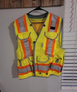 Radians SV55 Class 2 Heavy Woven Two Tone Engineer Vest with Padded Neck to Support Extra Weight in Cargo Pockets One Size Green 24 A1S6ohcHsjL