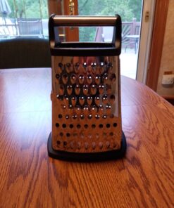 Professional Cheese Grater - Stainless Steel, XL Size, 4 Sides - Perfect Box Grater for Parmesan Cheese, Vegetables, Ginger - Dishwasher Safe - Black 38 A1SV62KMUDL