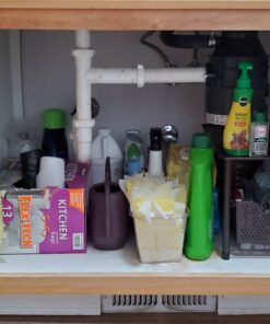 iDesign Steel Over-The-Cabinet 2-Tier Hanging Kitchen Storage Basket The Axis Collection, 4" x 11.1" x 16.3", Bronze 32 A1TJMgOeJsL