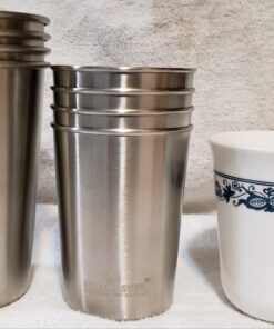 Stainless Steel Cups 10 oz Tumbler (4 Pack) - Premium Metal Drinking Glasses | Stackable Durable Cup (10 oz) 10 oz - Steel 53 A1UamFnZAgL