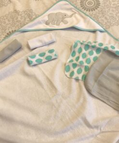 Luvable Friends Unisex Baby Hooded Towel with Five Washcloths, Cotton,Polyester,Ikat Elephant, One Size Ikat Elephant 1 Count (Pack of 1) 21 A1UjlQAyYyL