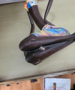 Rockin Statue African Figurine Sculpture Colorful Dress Sitting Lady Figurine Vase Statue Decor Collectible Art Piece 10.5" Inches Tall - Flower Dress Tropical 10 A1VcJXOtRL