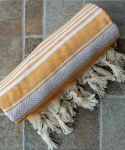 Dandelion - Basic Pattern - 100% Naturally-Dyed Cotton Turkish Towel Peshtemal - 71x39 Inches - Apricot Orange 9 A1VnVH6tX9L