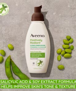 Aveeno Clear Complexion Foaming Oil-Free Facial Cleanser with Soy Extract & 0.5% Salicylic Acid, Acne Treatment Face Wash for Acne-Prone Skin, Sulfate-Free & Hypoallergenic, 6 fl. oz 6 Fl Oz (Pack of 3) 12 A1XtO3Iq44L
