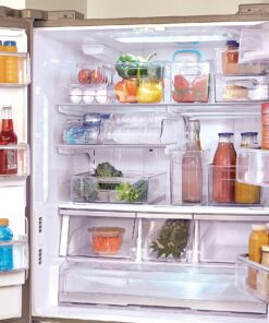 iDesign Plastic Egg Holder for Refrigerator with Handle and Lid, Fridge Storage Organizer for Kitchen, Set of 1, Clear 38 A1Xx5fv7ddL