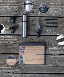 Barvivo Red Wine Aerator and Wine Saver Pump with 2 Vacuum Bottle Stoppers - Preserver For Your Wine - Ultimate Gift Idea as Valentines Day Gifts - Wine Vacuum Pump for Enhanced Taste of Wine Silver 20 A1Y bA69ndL