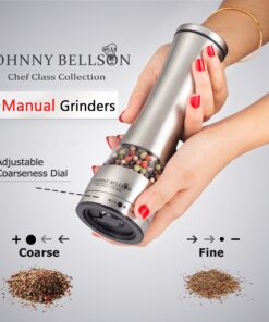 Premium Stainless Steel Salt and Pepper Grinder Set - Pepper Mill and Salt Mill, Spice Grinder with Adjustable Coarseness, Ceramic Rotor, Tall Salt and Pepper Shaker, Brushed Stainless - Free eBook 22 A1Yh7vbB4L