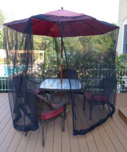 Patio Umbrella Mosquito Netting - Polyester Mesh Screen with Zipper Opening and Water Tube at Base to Hold in Place - Helps Protect from Mosquitoes - Fits 9FT Umbrellas and Patio Tables - Black 29 A1Z1xy9MxqL