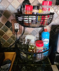 Gourmet Basics by Mikasa Rope 2-Tier Flatback Metal Storage Basket, black 16 A1ZzSvqEGlL