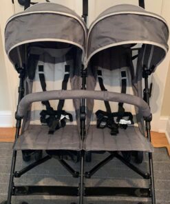 Dream On Me Volgo Twin Umbrella Stroller in Gray, Lightweight Double Stroller for Infant & Toddler, Compact Easy Fold, Large Storage Basket, Large and Adjustable Canopy 43 A1aKm2SendL 1