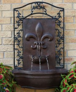 Sunnydaze French Lily 33-Inch Polystone Outdoor Wall Water Fountain - Electric Submersible Pump - Iron Finish 10 A1aqmcEmErL